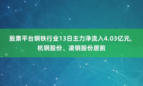 股票平台钢铁行业13日主力净流入4.03亿元, 杭钢股份、凌钢股份居前